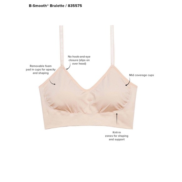 Wacoal 835575 B-Smooth Wire Free Bralette‎ Bra Seamless Lined Womens XL 1X Sand - Picture 2 of 7